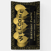 Welkom 85th Birthday Number Pattern | Zwart/goud Spandoek (Verticaal)