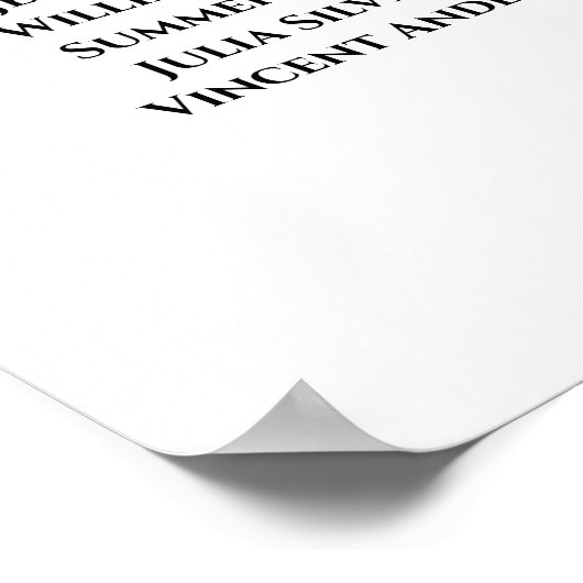 Welkom! 8 Tafel Blush Peach Rozen Zitgrafiek Poster (Hoek)