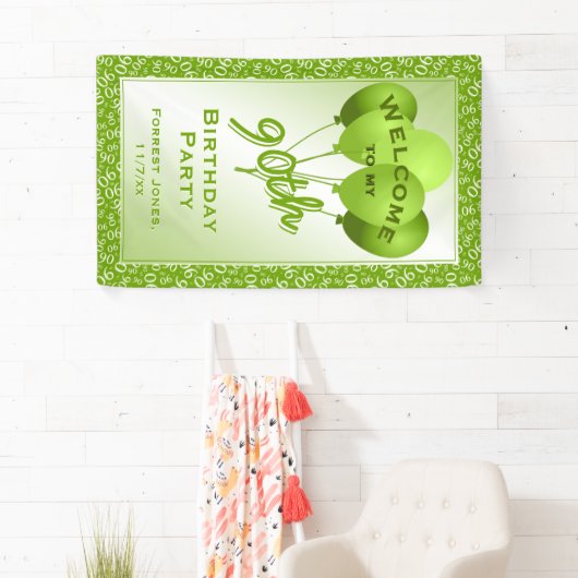 Welkom 90th Birthday Number Pattern - Green/White Spandoek (Insitu)
