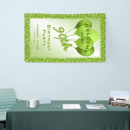 Welkom 90th Birthday Number Pattern - Green/White Spandoek (Beurs)