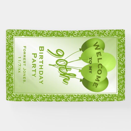 Welkom 90th Birthday Number Pattern - Green/White Spandoek (Horizontaal)