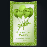 Welkom 90th Birthday Number Pattern - Green/White Spandoek<br><div class="desc">Welkom bij mijn 90e verjaardag. Dit is een grote, groene en witte banner met tekst sjablonen om het voor u gemakkelijk te maken om de tekst in uw eigen over-the-hill gebeurtenis, woorden, datum, naam, of monogram te veranderen. U kunt om het even welke tekst personaliseren gebruikend de geleverde tekst sjablonen....</div>