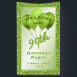 Welkom 90th Birthday Number Pattern - Green/White Spandoek<br><div class="desc">Welkom bij mijn 90e verjaardag. Dit is een grote, groene en witte banner met tekst sjablonen om het voor u gemakkelijk te maken om de tekst in uw eigen over-the-hill gebeurtenis, woorden, datum, naam, of monogram te veranderen. U kunt om het even welke tekst personaliseren gebruikend de geleverde tekst sjablonen....</div>
