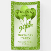 Welkom 90th Birthday Number Pattern - Green/White Spandoek (Verticaal)