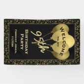 Welkom, 95e verjaardag Nummer patten Gold en zwart Spandoek (Horizontaal)
