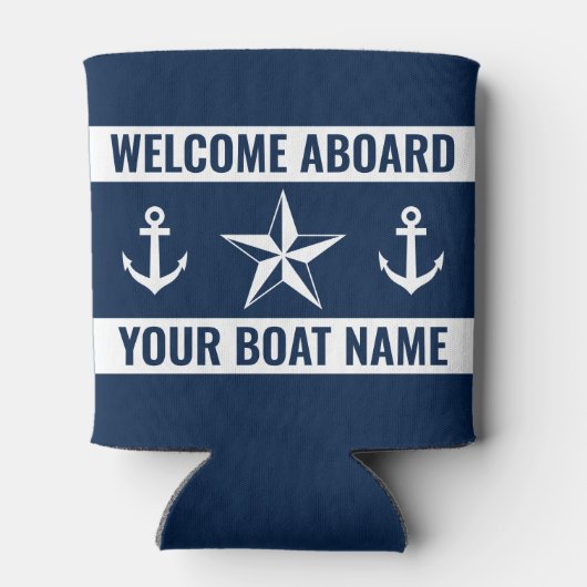 Welkom aan boord aangepaste bootnaam nautische ste blikjeskoeler (Achterkant)