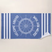 Welkom aan boord - aangepaste bootnaam strandlaken (Voorkant)