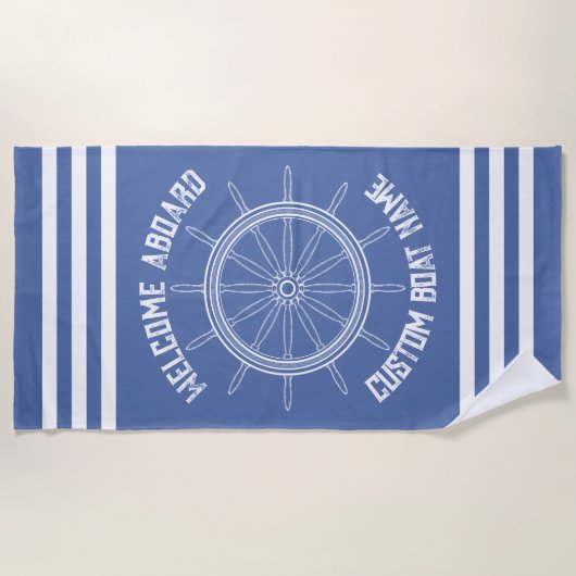 Welkom aan boord - aangepaste bootnaam strandlaken (Voorkant)