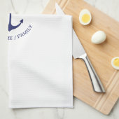 Welkom Aan boord aangepaste naam navy blauw anker  Theedoek (Quarter Fold)