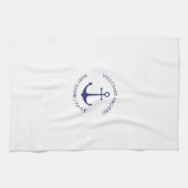 Welkom Aan boord aangepaste naam navy blauw anker  Theedoek (Horizontaal)