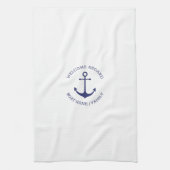 Welkom Aan boord aangepaste naam navy blauw anker  Theedoek (Verticaal)
