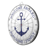 Welkom Aan boord blauwe nautische anker aangepaste Dartbord (Voorkant Rechts)