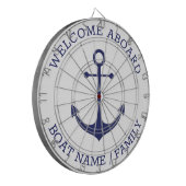 Welkom Aan boord blauwe nautische anker aangepaste Dartbord (Voorkant Links)