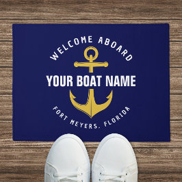 Welkom aan boord boot marineblauw maritiem anker deurmat