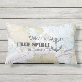 Welkom aan boord Boot Naam Anker + Nautische Grafi Buitenkussen