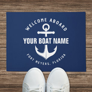 Welkom aan boord boot Navy Blue nautisch anker Deurmat