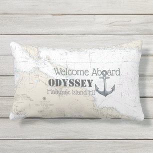 Welkom aan boord Bootnaam Anker Nautical Michigan Buitenkussen