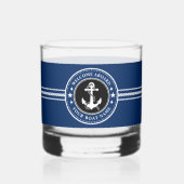 Welkom aan boord Bootnaam Anker Rope Stars Marine Whisky Glas (Links)