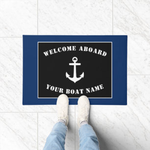Welkom aan boord Bootnaam Classic Anker Navy Deurmat