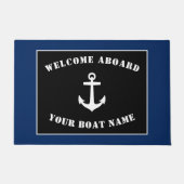 Welkom aan boord Bootnaam Classic Anker Navy Deurmat (Voorkant)