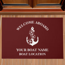 Welkom aan boord Bootnaam Floral Anchor Maroon