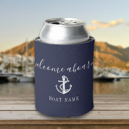 Welkom Aan Boord Bootnaam Marineblauw Blikjeskoeler