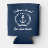 Welkom aan boord bootnaam  nautisch anker blikjeskoeler (Voorkant)