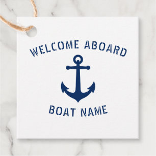 Welkom aan boord Bootnaam Nautisch Zee Anker Navy Bedankjes Labels