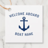 Welkom aan boord Bootnaam Nautisch Zee Anker Navy Bedankjes Labels (Voorkant)