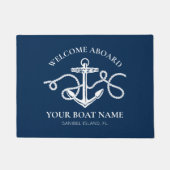 Welkom aan boord Bootnaam Nautische Anker Marine Deurmat (Voorkant)