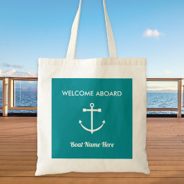 Welkom aan boord Bootnaam Nautische Anker Tote Bag