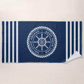 Welkom aan boord bootnaam touw nautisch scheepsstu strandlaken (Voorkant)