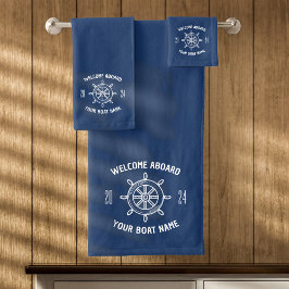Welkom aan boord cadeau voor boot eigenaren Navy B Bad Handdoek