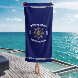 Welkom aan boord cadeau voor boot eigenaren Navy B Strandlaken