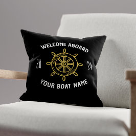 Welkom aan boord cadeau voor boot eigenaren Zwart  Kussen
