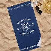 Welkom aan boord cadeau voor booteigenaren Navy Bl Strandlaken