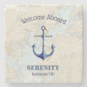 Welkom aan boord 🌊 Chesapeake Bay  Nautical Stenen Onderzetter (Voorkant)