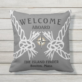 Welkom aan boord De naam grijs en wit Buitenkussen
