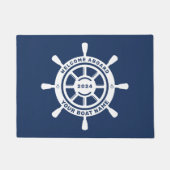 Welkom Aan Boord Deurmat Navy Blauwe Aangepaste Bo (Voorkant)