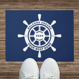 Welkom Aan Boord Deurmat Navy Blauwe Aangepaste Bo