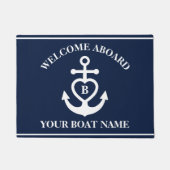 Welkom aan boord hart anker boot naam Monogram Deurmat (Voorkant)