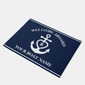 Welkom aan boord hart anker boot naam Monogram Deurmat (Schuin)