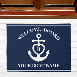 Welkom aan boord hart anker boot naam Monogram Deurmat