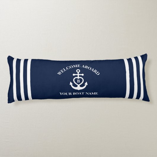 Welkom aan boord hart anker boot naam Monogram Lichaamskussen (Achterkant)