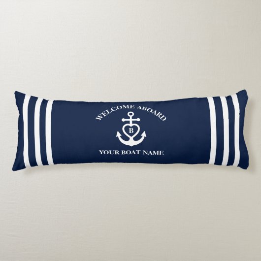 Welkom aan boord hart anker boot naam Monogram Lichaamskussen (Voorkant)