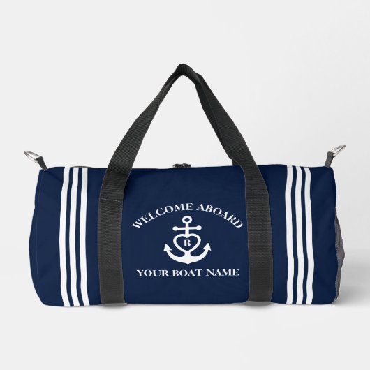 Welkom aan boord hart anker boot naam Monogram Plunjezak (Voorkant)