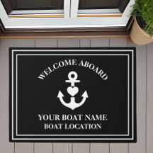Welkom aan boord hart anker boot naam zwart