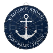 Welkom Aan boord marine witte nautische anker naam Dartbord (Voorkant)