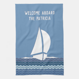 Welkom aan boord (naam boot) theedoek