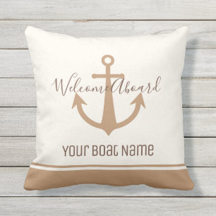 Welkom aan boord Naam Cream-anker Buitenkussen